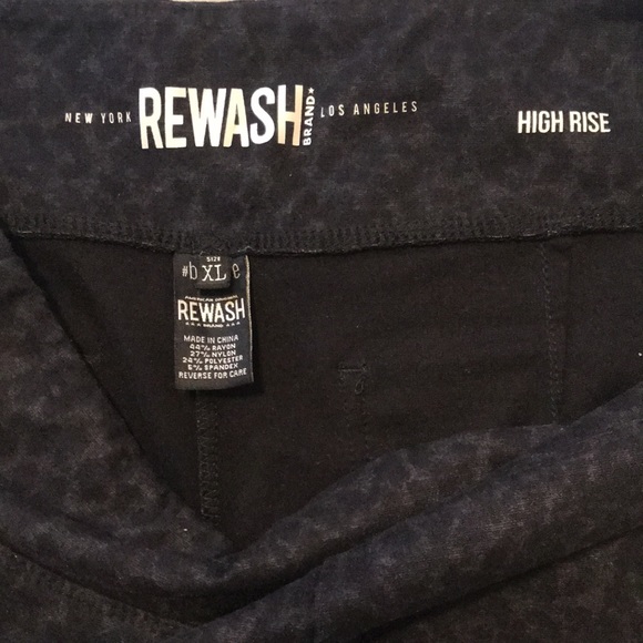 New York Rewash Brand XL High Rise Leggings Animal Print Pockets Black Gray - Picture 3 of 3